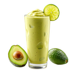 Refreshing Avocado Lime Smoothie in a Glass Isolated on transparent background
