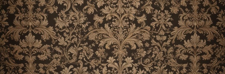 Traditional damask wallpaper featuring intricate scrollwork,  classic damask,  scrollwork design,  elegant decor