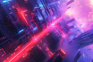 Fototapeta premium neon arcade design, a dynamic, futuristic arcade-style backdrop with a gradient of neon blue, purple, and pink clean, minimal, and perfect for modern gaming interfaces