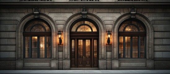 Architectural Design: Unique Windows and Doors Showcased in Interiorexterior Scene with Mix of Natural and Artificial Light - Versatile Image for Various Commercial or Editorial Purposes