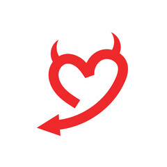Logo love with horn and tail devil