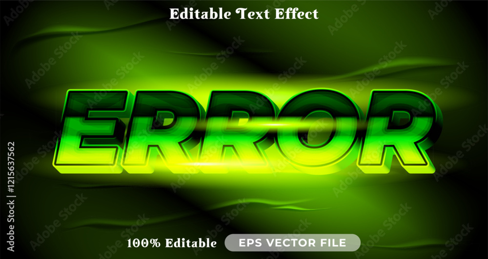 Poster error editable text effect vibrant modern color shiny. text style effect. editable fonts vector file