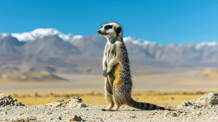 Meerkat in the Desert: A Majestic Wildlife Encounter in the African Savanna