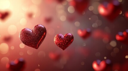 Obraz premium Floating hearts Valentine's Day background.