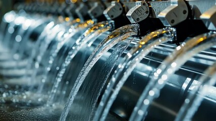 Water purification system delivering clean, drinkable water in a modern industrial setting, supporting community health and sanitation through advanced filtration and management processes