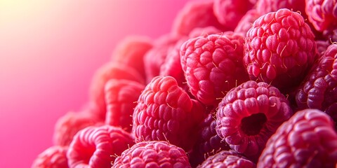 Product photography of raspberries on a simple background