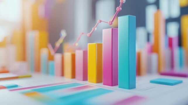 A close-up shot of a D bar chart illustrating sales growth over a quarter, with animated bars rising and detailed labels, capturing the essence of business performance and data visualization.