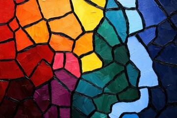 Colorful abstract mosaic artwork studio digital art creative space close-up artistic expression