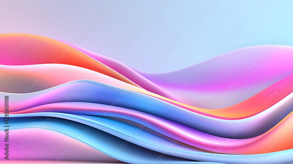 Wall mural abstract colorful wavy background with smooth gradients.