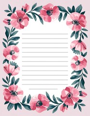 Obraz premium watercolor floral lined note pad 