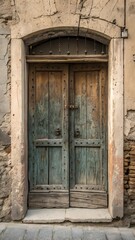Old, weathered wooden door with patina
