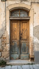 Old, weathered wooden door with patina
