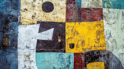 Fototapeta premium Colorful abstract mural design on urban wall