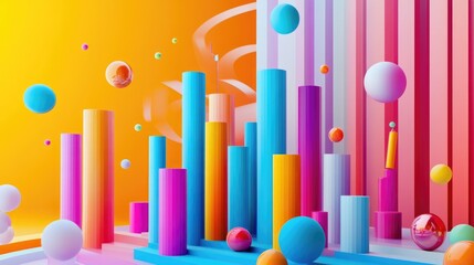 A dynamic D bar graph showing quarterly financial growth, with vibrant colors and data points emphasizing key market trends and corporate revenue projections.
