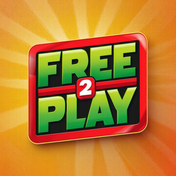 A vibrant, rectangle logo featuring a bold, modern font with the words "Free 2 Play" in a contrasting green colour and red boarder, set against a warm, sunny yellow-orange gradient background