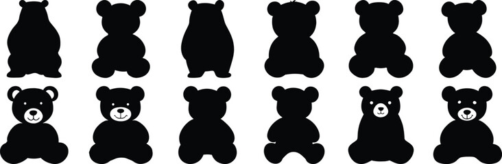 Bear silhouette set vector design big pack of animal illustration and icon