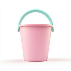 colorful beach bucket in pink and mint green, perfect for summer fun and outdoor activities. This versatile object is ideal for sand play or storage