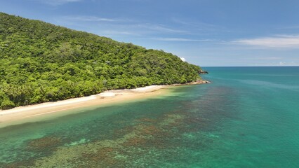 Beach coastal tropical drone aerial Port Douglas 