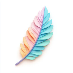 Naklejka premium colorful 3D illustration of tropical bird feather, showcasing vibrant pastel shades and smooth design. This artistic representation evokes sense of creativity and nature