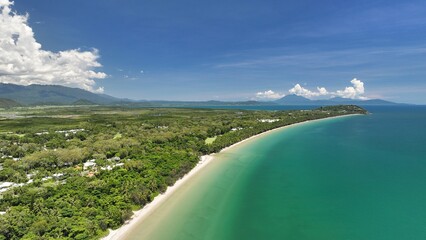 Beach coastal tropical drone aerial Port Douglas 