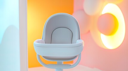 White baby chair in pastel room.