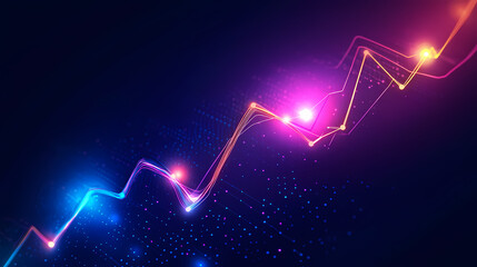 Dynamic line graph with a luminous path and gradient shading, modern analytics style,. luminous. illustration. Luminous Path. Illustration