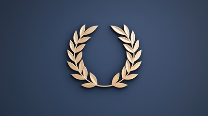 Fototapeta premium Gold laurel wreath on dark blue background.