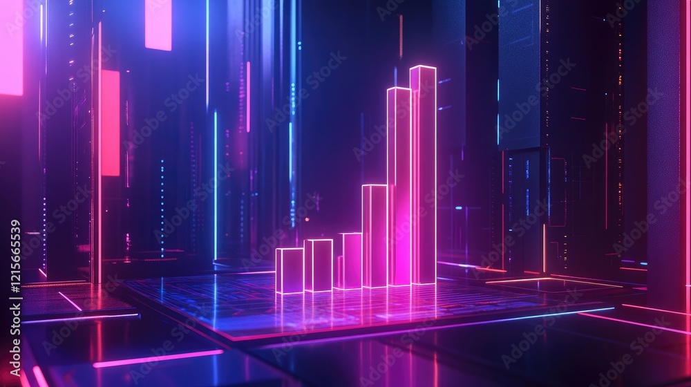 Fototapete a stylized d bar chart emerging from a digital interface, showcasing real-time data updates and anal