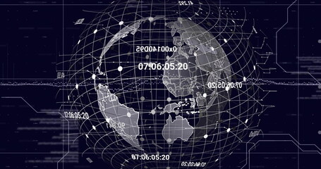 Global network connections and data points image over world map