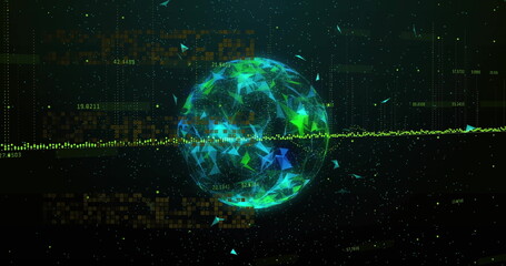 Obraz premium Image of digital data processing over globe