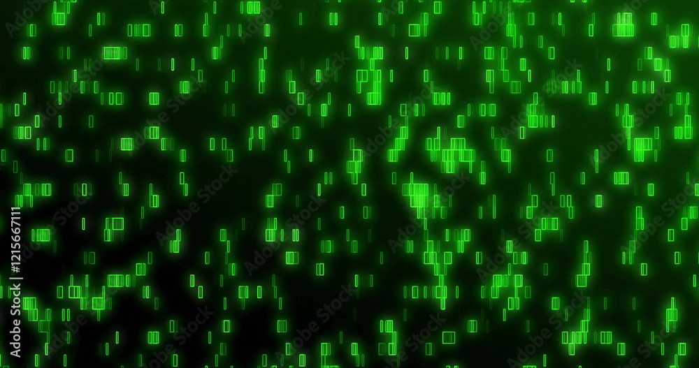 Poster Image of glowing green binary coding moving over black background