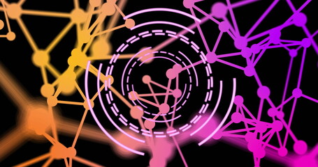 Fototapeta premium Image of network of connections over scope scanning