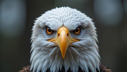 Obraz premium Close-Up of a Bald Eagle Displaying Piercing Eyes and Majestic Features. generative AI