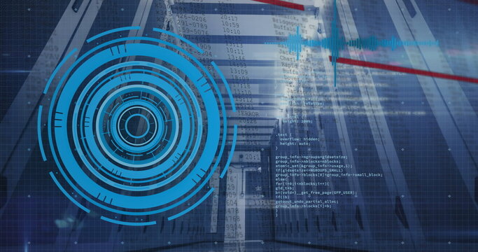 Image of scope scanning and data processing over server room