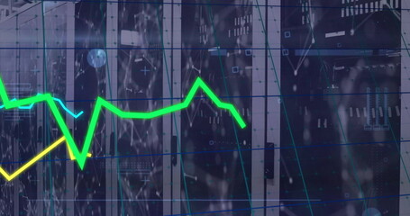 Image of financial data processing over computer servers