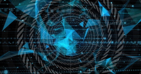 Obraz premium Image of network of connections with data processing over circles on black background