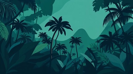 jungle at night vector illustration