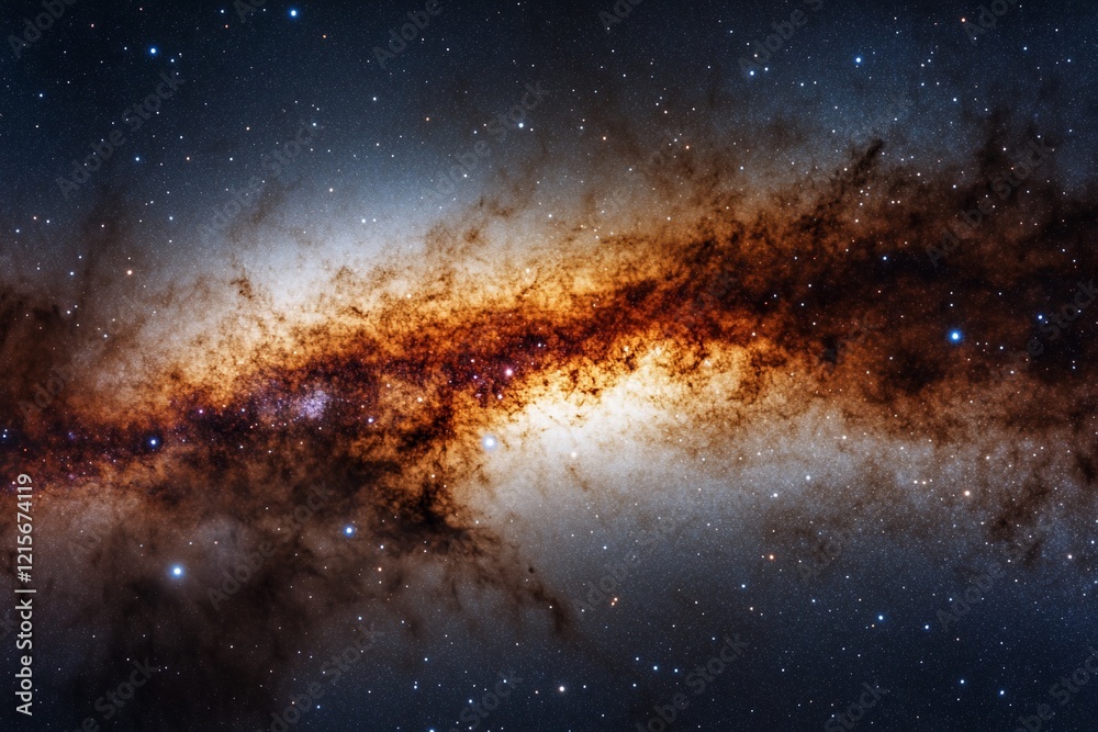 Wall mural stunning cosmic view of a spiral galaxy with bright stars and nebulae.