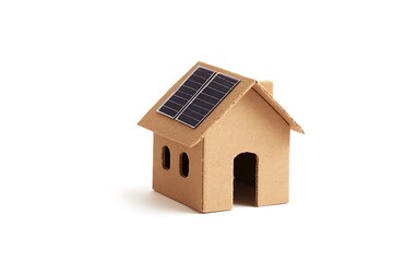 Sustainable Cardboard House Model with Mini Solar Panel