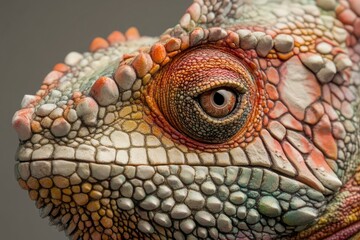 Fototapeta premium Colorful Chameleon Closeup Eye Detail Macro Photo