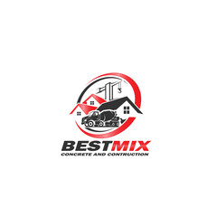 Concrete mixer truck logo vector