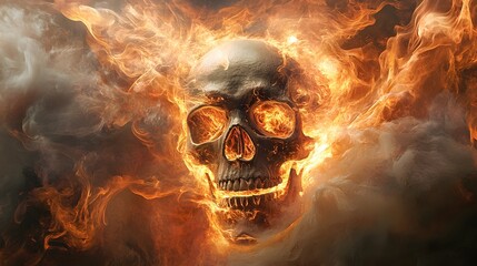 Flaming Skull Engulfed in Fiery Inferno