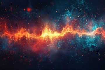 Fototapeta premium Colorful Representation of Sound Waves on Dark Background Highlighting Artistic Creativity. Generative AI