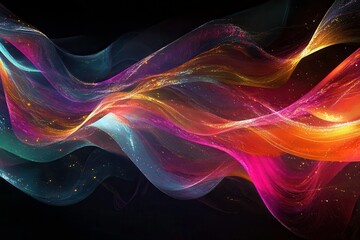 Obraz premium Colorful Visualization of Sound Waves on a Dark Background Showcasing Movement and Rhythm. Generative AI