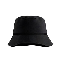 Fototapeta premium A simple black bucket hat displayed against a plain background.