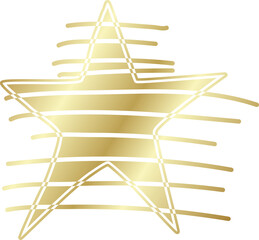 Set of golden stars in doodle style