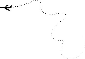 Airplane line path icon. Air plane flight route