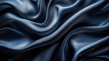 Fototapeta premium Draped dark blue silk fabric texture, studio backdrop