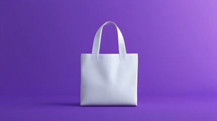 White Tote Bag on Purple Background