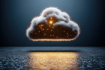 Exploration of cloud computing in a connected landscape with glowing points representing financial technology and innovation